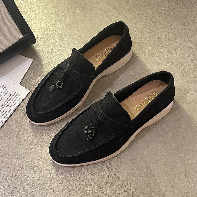 sale Sepatu Pantofel Hitam Loafers Flat COD Wanita Korean Style Kekinian Premium Import Cina Hitam F