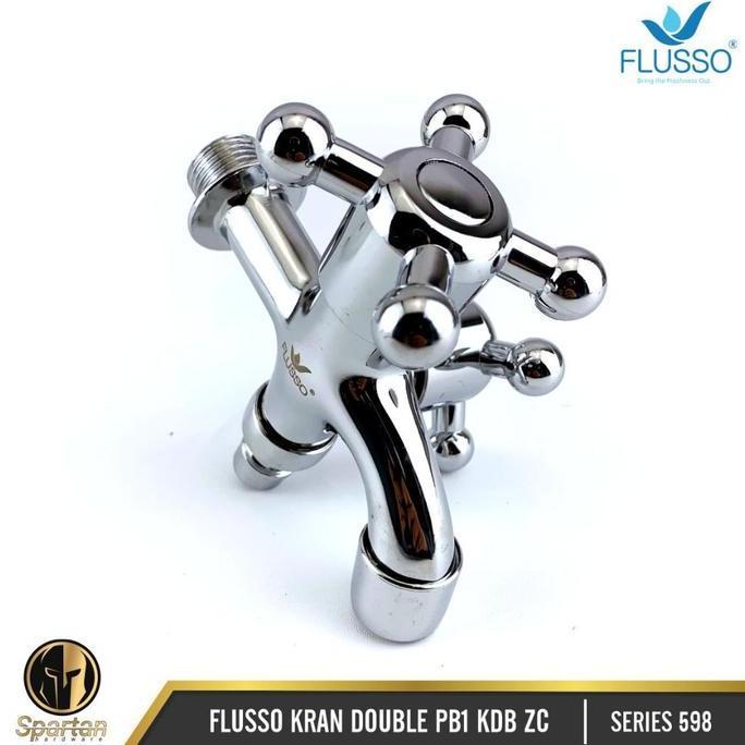 Kran Cabang 2 Double Shower Kamar Mandi Flusso Stainless Baling 598 Flusso