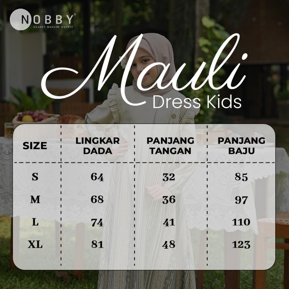 DISKON NOBBY MAULI DRESS KIDS PAKAIAN MUSLIM ANAK PEREMPUAN BAHAN SATIN SOFT SILK