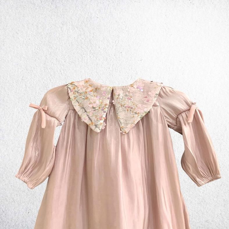 BEST SELLER PRINCESSA FLAMI GAMIS MUSLIM ANAK SHIMMER DUSTY PINK DRESS G1308