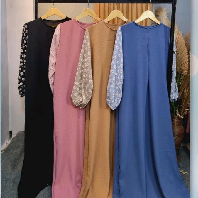 DS315 - Gege-Gamis Monalisa wanita Crincle mix rayon motif|Cey airflow Muslim