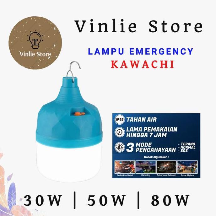 LED LAMPU EMERGENCY PORTABLE KAWACHI 30WATT 50WATT 80WATT CAHAYA PUTIH DC LED