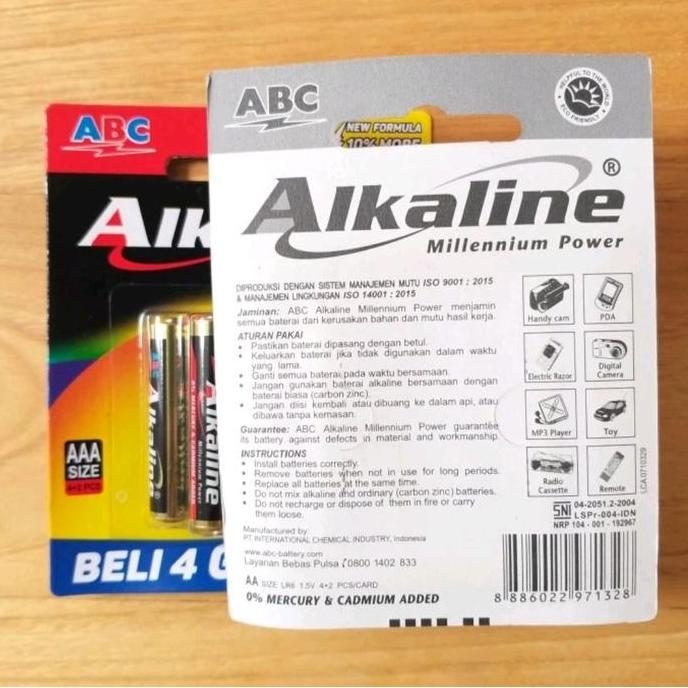 Instancodbisa- Abc Alkaline 6Pcs Aa Aaa Baterai Battery Batu Batere Millenium Power Batre Batteries 