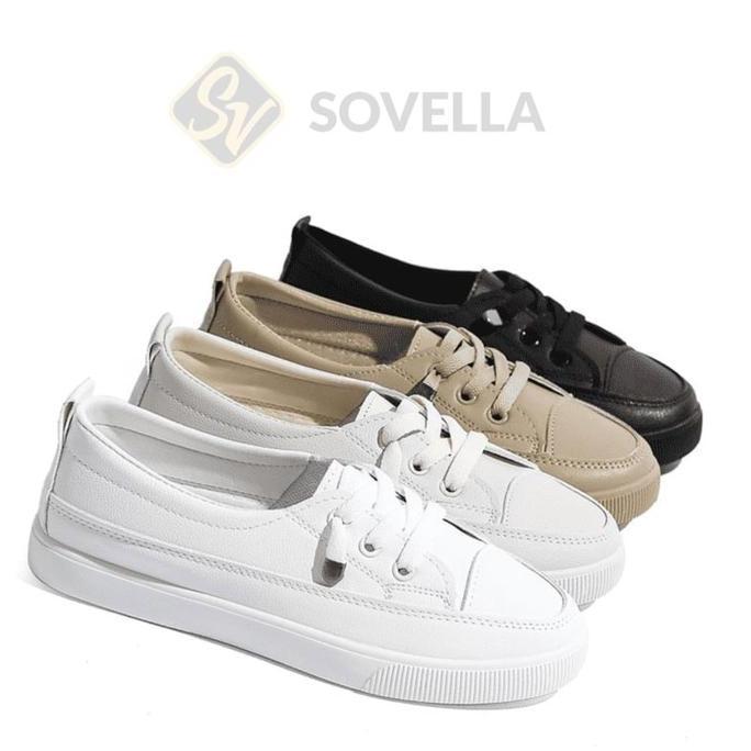 Terpopuler- Sovella Cleo Sepatu Flat Shoes Putih Slip On Wanita Karet