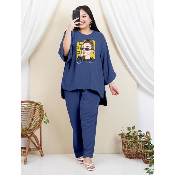 Terpopuler- One Set Crinkle Wanita Jumbo Ld 120Cm - Ld 140Cm/Setelan Wanita Jumbo