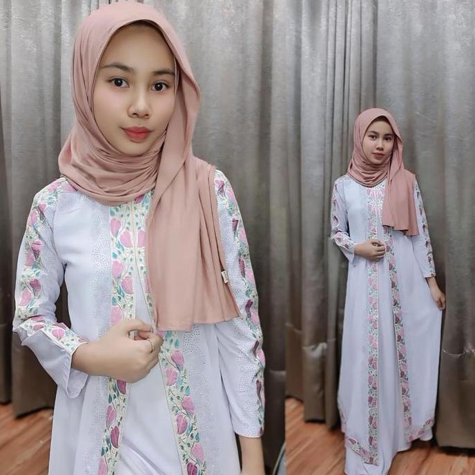 Instancodbisa- Cod Gamis Abaya Arab Hawa Remaja Dan Dewasa Shireen Putih Arab Busui Jersey  Import  