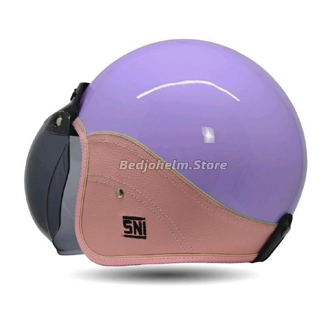 Cod,Bisa- Helm Bogo Dewasa Sni Semi Kulit Polos Full Leher Busa Coklat - Motorcycle