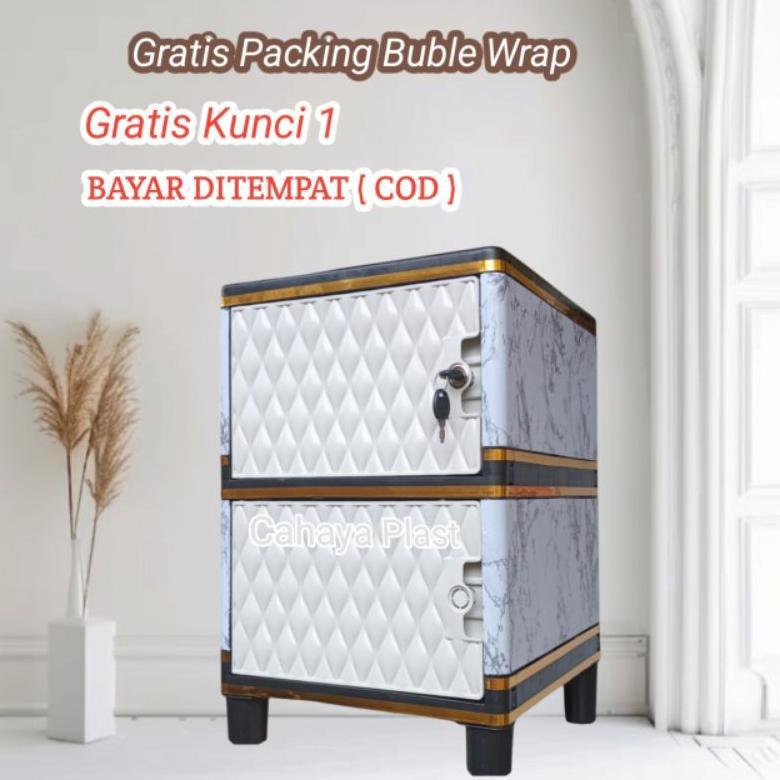Gratong Lemari Box Laci Baju Buku Susun 2 Kunci Serbaguna