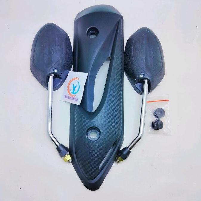 DV177 >> paket cover knalpot/ tameng knalpot+spion beat chrome knalpot beat karbu,beat old ,beat kar