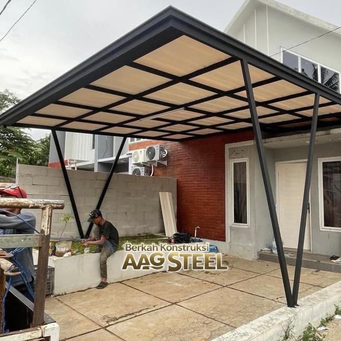 Homemid- Kanopi Alderon Rs Holo Lis Frofil Dan Talang 4X6 Dan 4X8 Alderon Rs Single Layerd Besi Baja