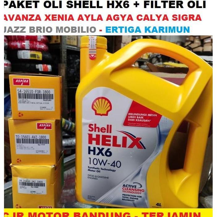 venomdakar7 - paket ganti oli mesin mobil shell helix hx6 10w 40 4l + filter oli