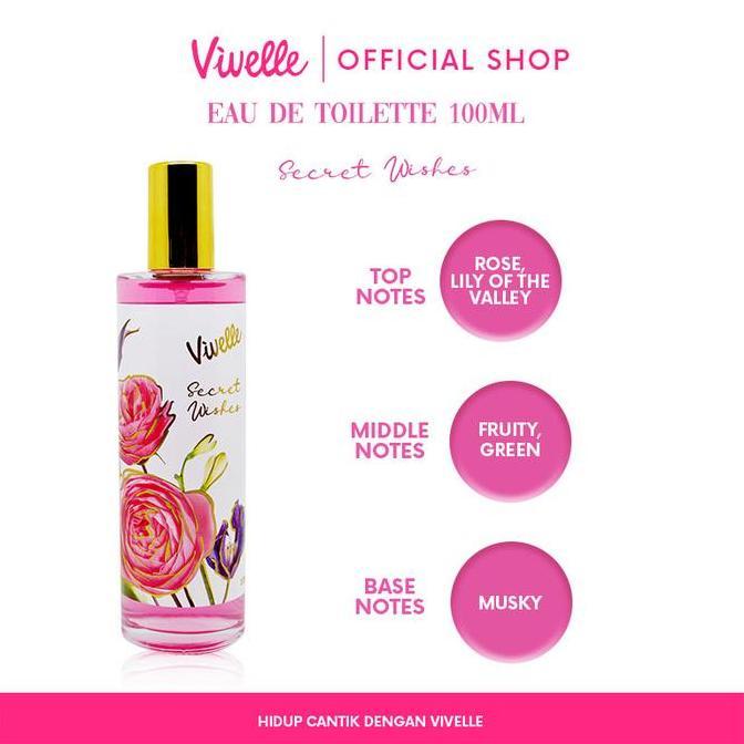 Powerfull- Vivelle Eau De Toilette Glass 100 Ml Parfum Elegan & Wangi Alami Bunga Cherry Mawar Halal