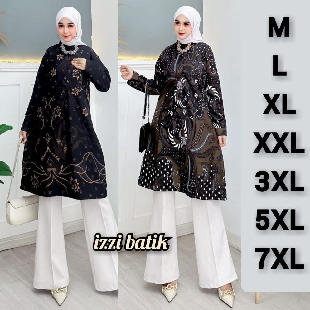 Cuci Gudang Tunik Batik Wanita Modern Premium Jumbo Ld 130 140 Baju Seragam Kantor Guru Kerja Kondan