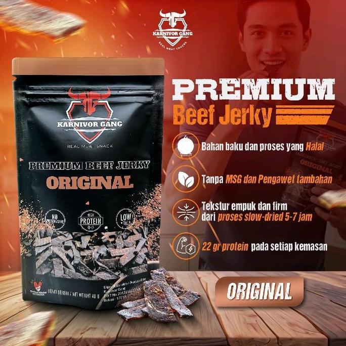 Genastala - Beef Jerky Smoky barbeque Original Snack Dendeng High Protein halal Karnivor Gang