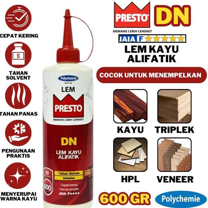 Lancarjaya- Lem Kayu Alifatik Presto Dn 600G Lem Presto Lem Kayu Serbaguna Lem Dn 600Gr