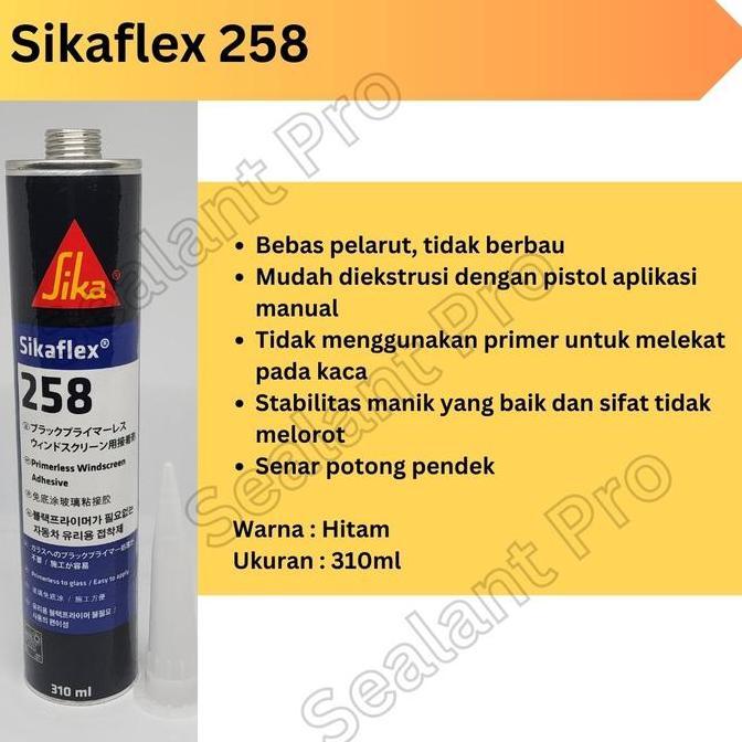 Lancarjaya- Sealant Kaca Mobil Sikaflex 258 Lem Kaca Mobil - Hitam