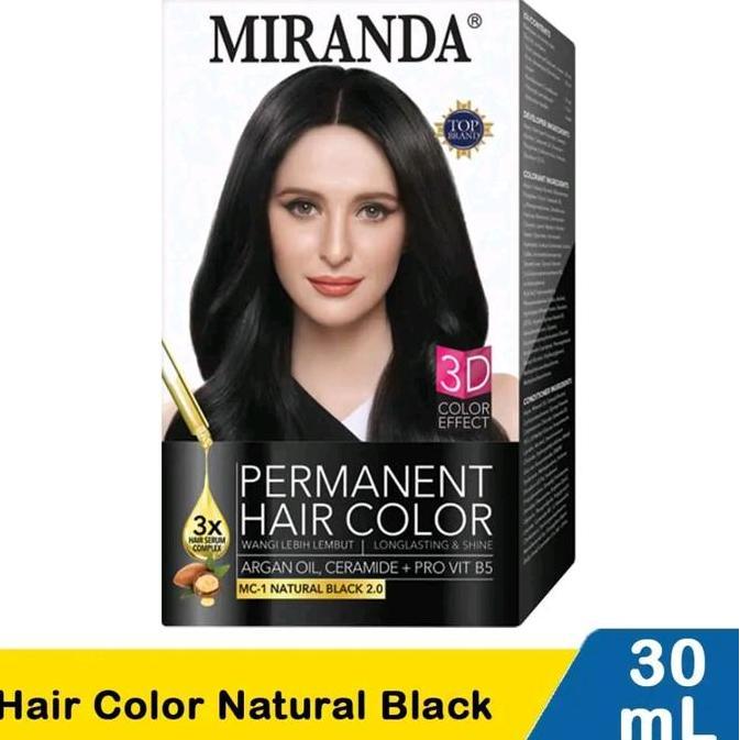 Berkilau- Miranda Hair Color 3D Hitam Natural 30Ml, Semir Rambut Pewarna Rambut Miranda