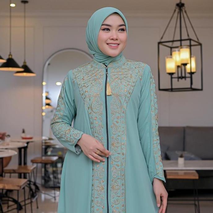 Hokywoi- Anisa Dress Set Hijab Bordir Gamis Kondangan