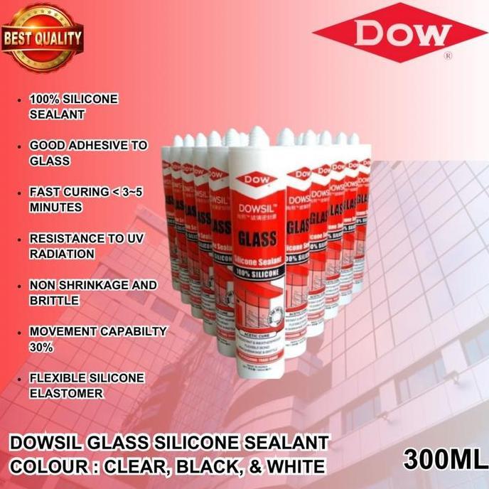 Promo Lem Silikon Dowsil Glass Sealant/Dowsil Glass/DowSil:Clear/Black/White Diskon