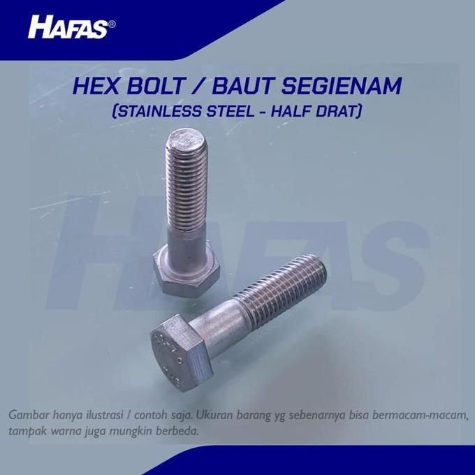 Baut SUS304 M10 x 70 - P1.50, HALF (Stainless Steel A2) - 10 pcs