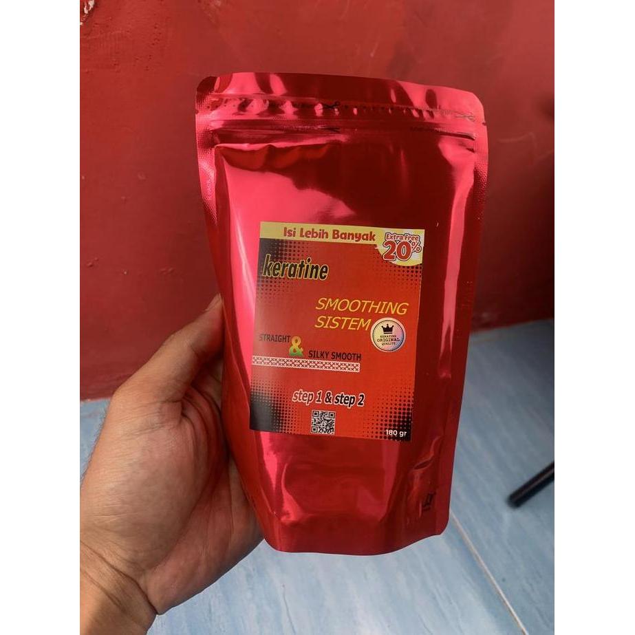 Berkilau- Hair Care Keratin Smoothing Sistem Pelurus Rambut Permanen Step 1 & 2 Tanpa Catok Pria Wan