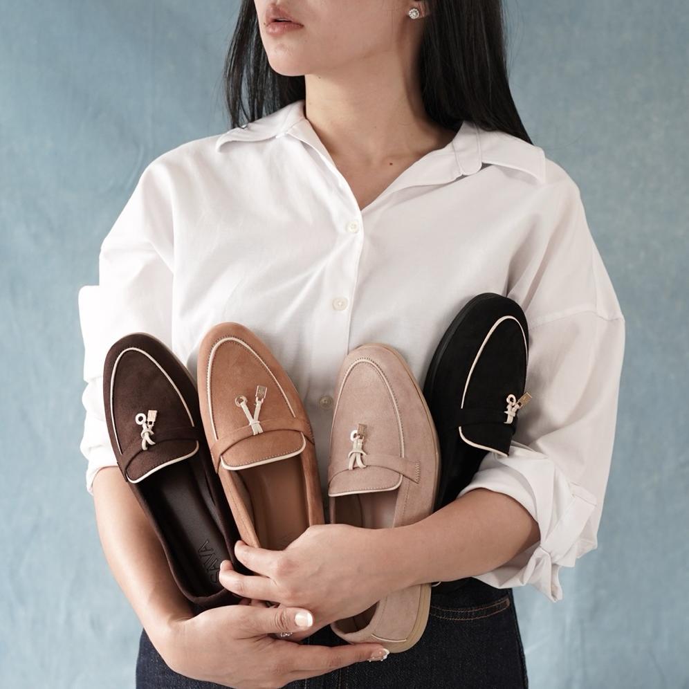 favorit sava | clara loafers wanita suede korea