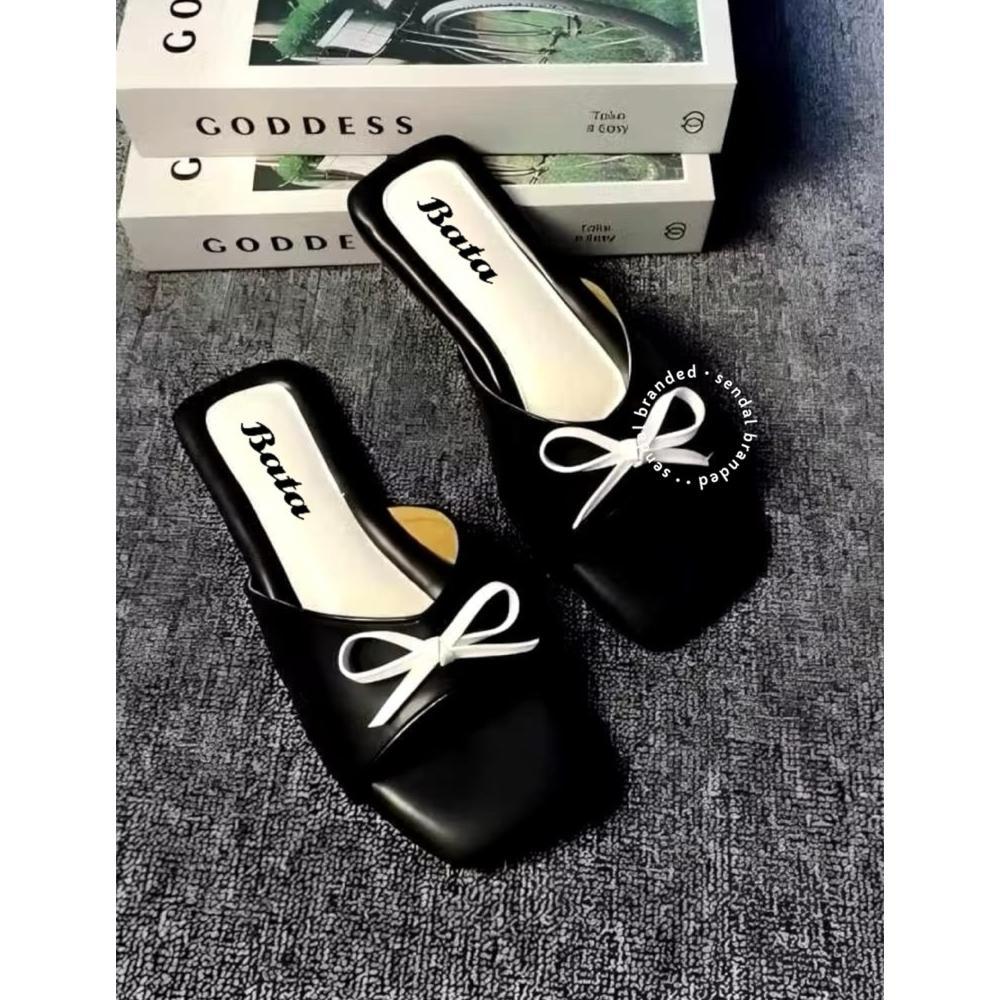 TERBARU Sandal Wanita Bata sendal teplek casual platform Kekinian pita flat shoes cewek