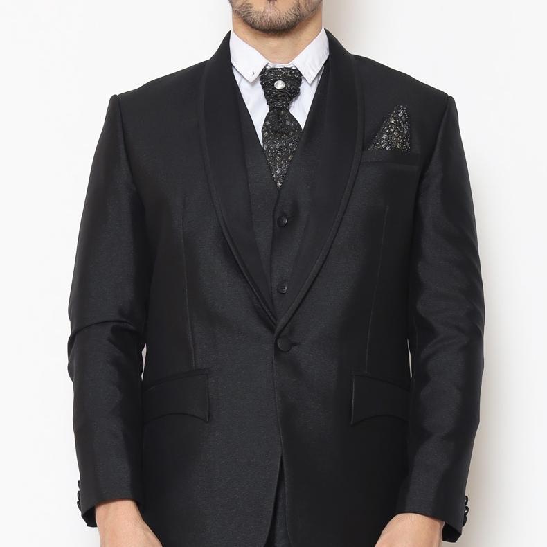 premium full set jas pria pengantin formal setelan semi wool full jas + rompi + dasi & cover - yung