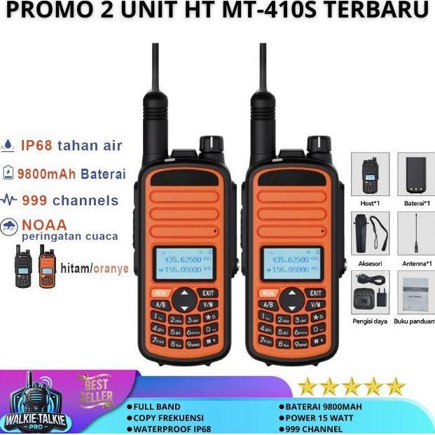 Terlaris Promo 2 Unit Ht Mt-410S Bisa Copy Frekuensi | Walkie Talkie Full Band | Noaa Peringatan Cua