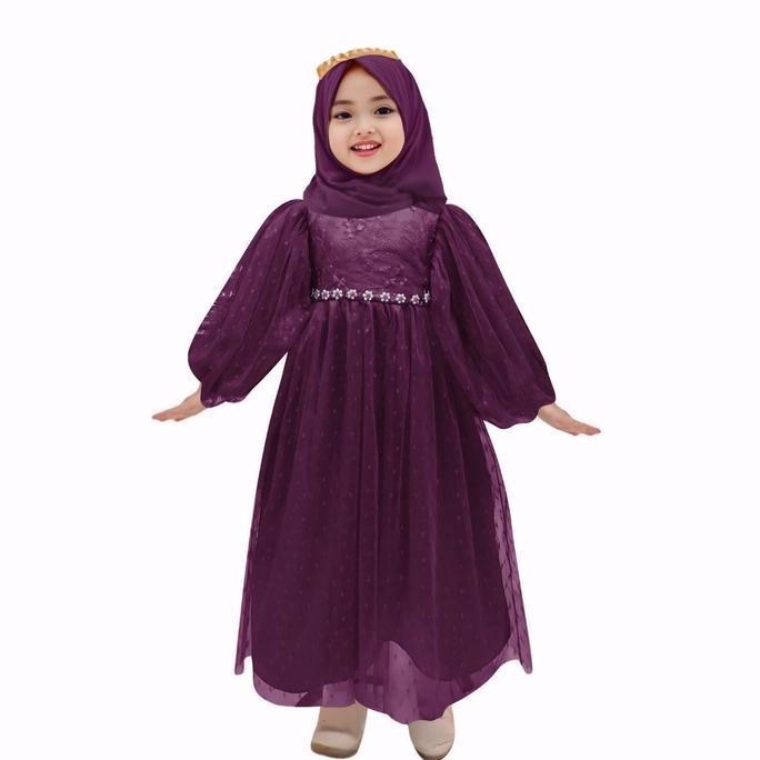 DR333 >> gamis anak perempuan Ellisa 2-11Tahun / gamis anak perempuan model baru 2024 / gamis lebara