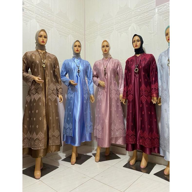 GAMIS KHAIRA SATIN KRISTAL IMPORT MIX TILE GAMIS PESTA MEWAH ELEGAN  GAMIS KONDANGAN GAMIS WANITA GA