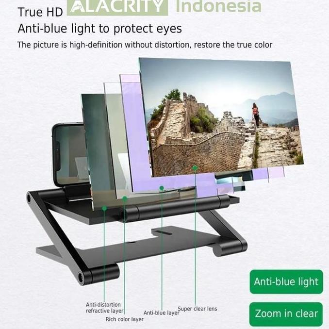 CODALACRITY Kaca Pembesar Layar HP Smartphone 3D Lipat Portable / Screen Magnifier F6 [terbaik]
