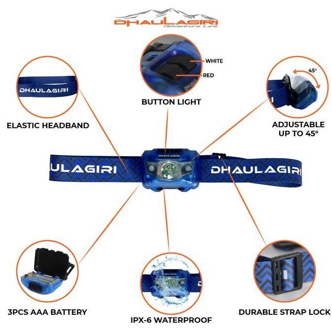 Headlamp Dhaulagiri Hl-858 Lampu Kepala Camping Kualitas Terbaik Harga Termurah