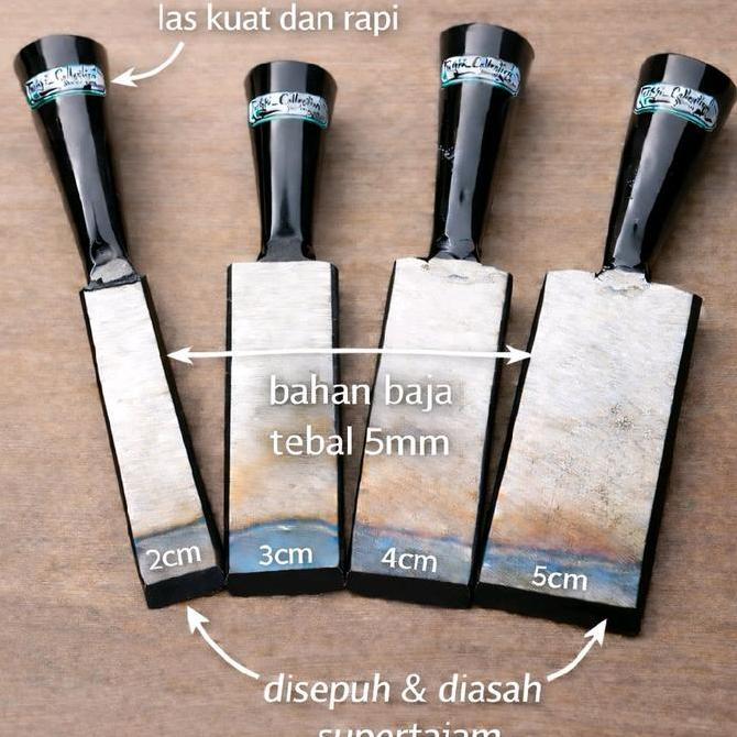 pahat kayu / tatah kayu bahan baja asli 1set 2cm,3cm,4cm,5cm / alat ukir kayu / alat pertukangan / s