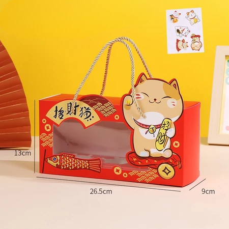 Box Cupcake Imlek Box Kue Imlek Box Cupcake Lucky Cat Alas Isi 3 Motif Box Hampers Imlek Ukuran 26.5