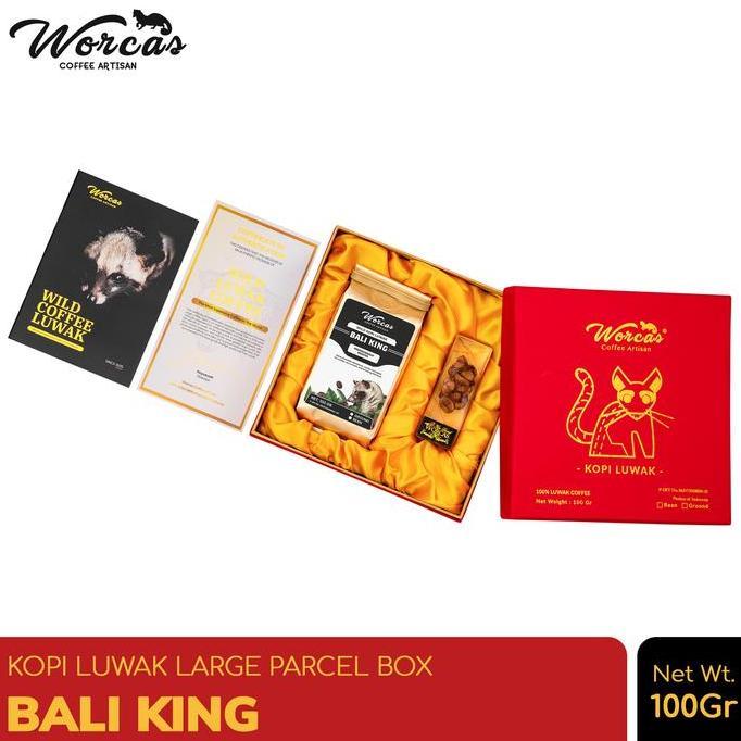 WORCAS Kopi Luwak Liar Bali King Large Gift Box 100Gr - Kopi Luwak Premium Robusta Biji & Bubuk Minu