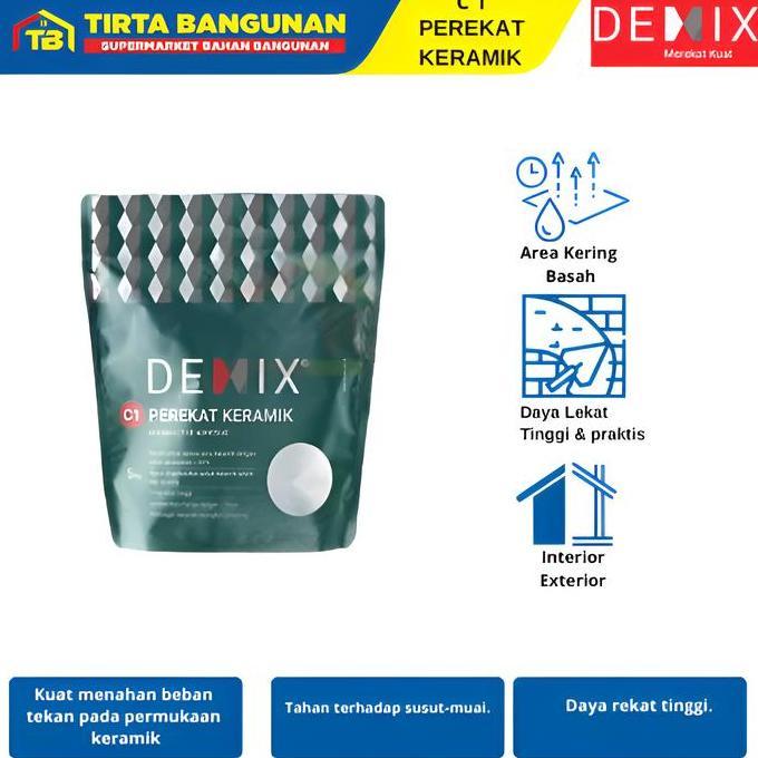 Promo DEMIX C2 PEREKAT LEM GRANITE HOMOGENIUS TILE LANTAI DINDING BATU MARMER 5KG Diskon