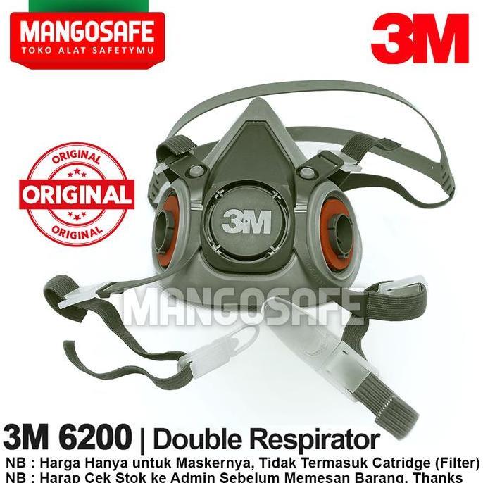 3M 6200 Half Face Mask Reusable Respirator Masker Lab Cat Gas Kimia
