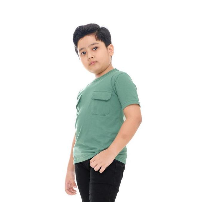 LA151 - KAOS ANAK COWOK POLOS SAKU DUA Hijau SUPERKIDS 1 - 11 TAHUN Katun Bayi Perempuan