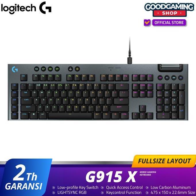 Logitech G915 X | G915X | G-915 X Wired Full Size Keyboard LIGHTSYNC RGB (TERBAIK) (TERBARU) (TERMUR