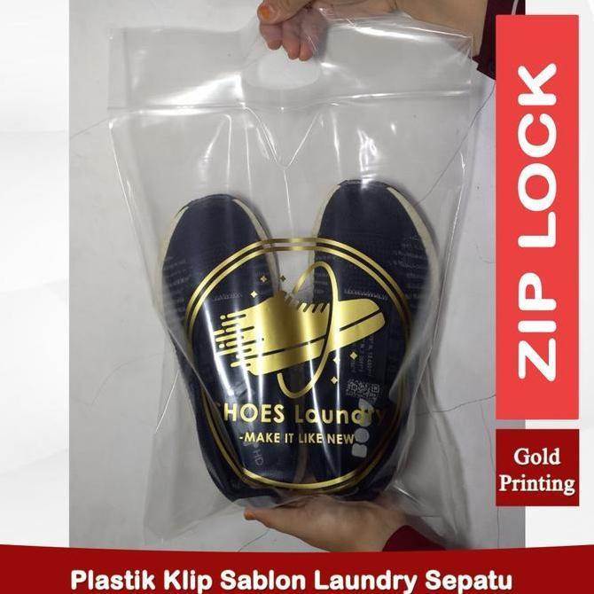 TERMURAH - Plastik Laundry Sepatu Klip Zip Lock Sablon