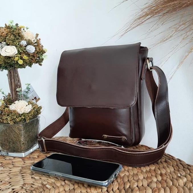 Tas Selempang Kulit  Asli Full Up Tas Kerja Kondangan Pria Tas Cowok Laki Laki Keren Multifungsi Asl