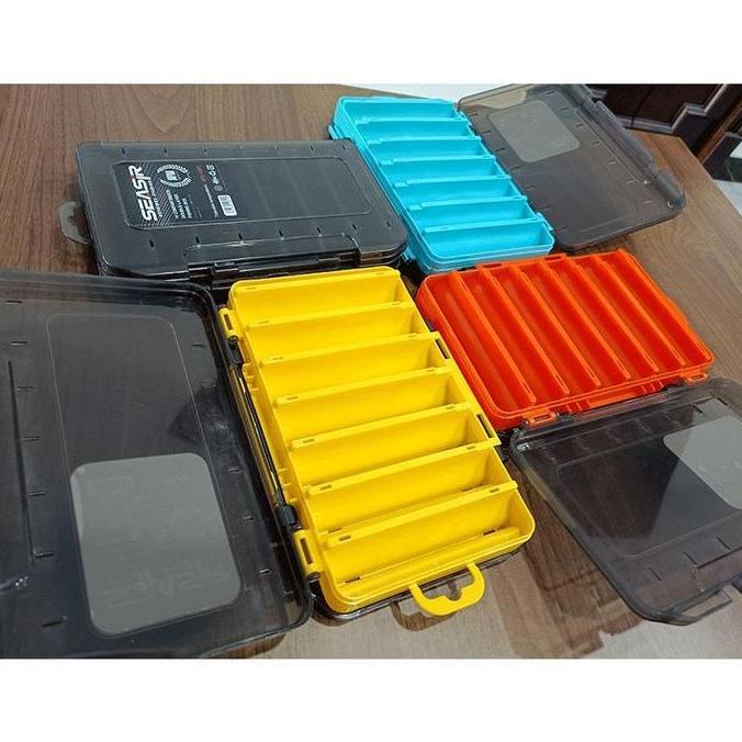 SEASIR Kotak Plastik Penyimpanan Umpan Pancing Dua Sisi Kotak Aksesori Memancing Multi Kompartemen, 