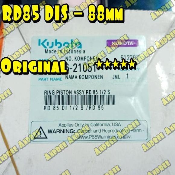 HARGA DISC - RD-85 DIS Ring Piston Seher Kubota RD85 DIS - 88 mm Original