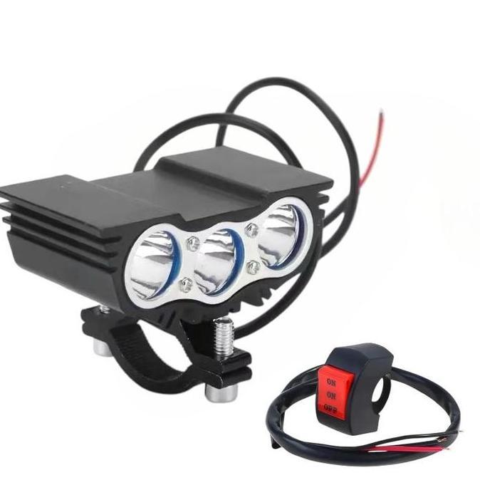 Promo Paket lampu sorot led 3mata Owl + saklar 3mode on off 30watt 12-24volt lampu tembak sorot moto