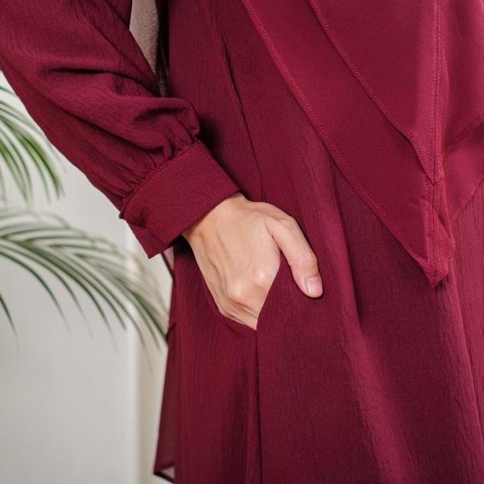 Kairadua.Id Baju Gamis Wanita Tunik Kalista M Merah Maroon