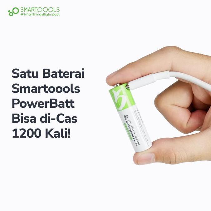 Smartoools PowerBatt AA 2pcs Rechargeable Batteries Baterai Isi Ulang (TERBAIK) (TERBARU) (TERMURAH)