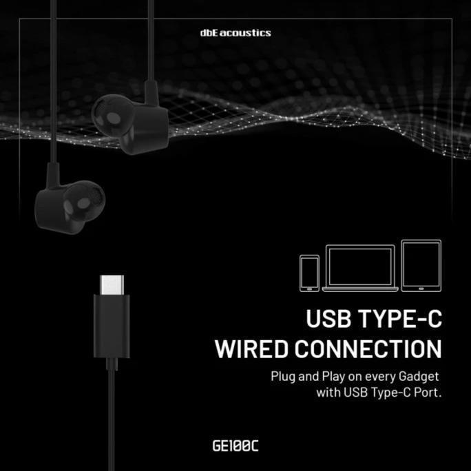 DBE GE100C Gaming Earphone Type C with Microphone + ANC Active Noise Cancelling TypeC Bass Soundcard