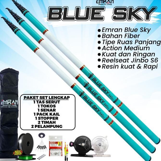 Set Lengkap Pancing Tegek Kolong Emran Blue Sky Sudah Kolong Siap Pakai Joran (TERBAIK) (TERBARU) (T