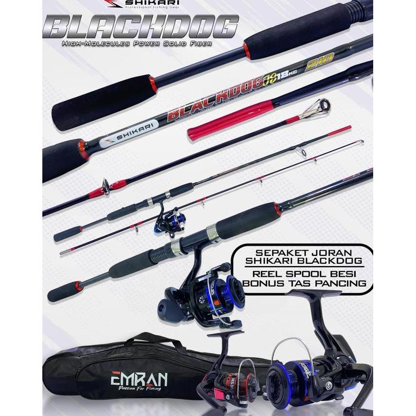 SEPAKET LENGKAP JORAN PANCING NOZAWA DAN BLACK DOG FIBER SOLID REEL BESI TAS PANCING (TERBAIK) (TERB